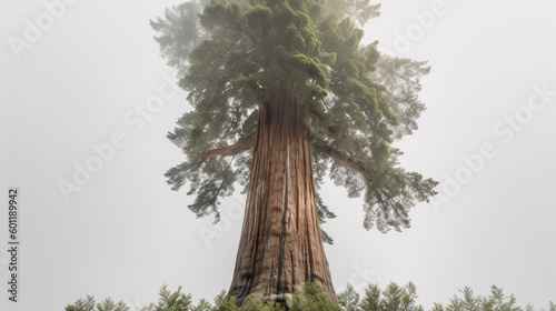 American redwood tree on white isolated background - Generative AI