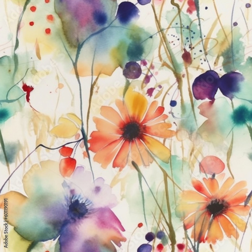 vector illustration of a watercolour flower pattern © Jaaza