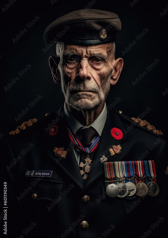 Elderly Veteran Portrait-Generative AI Elderly Veteran Portrait-Generative AI