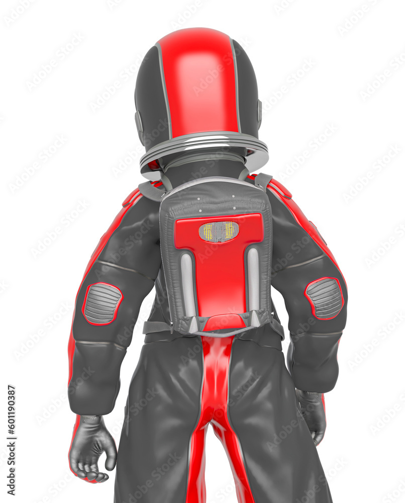 Fototapeta premium astronaut girl is standing up on close up rear view