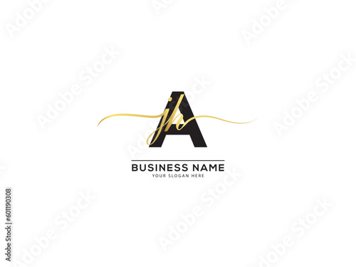 Monogram Luxury AJH Letter Logo Image, Signature ajh jah Three Letter Logo Icon photo