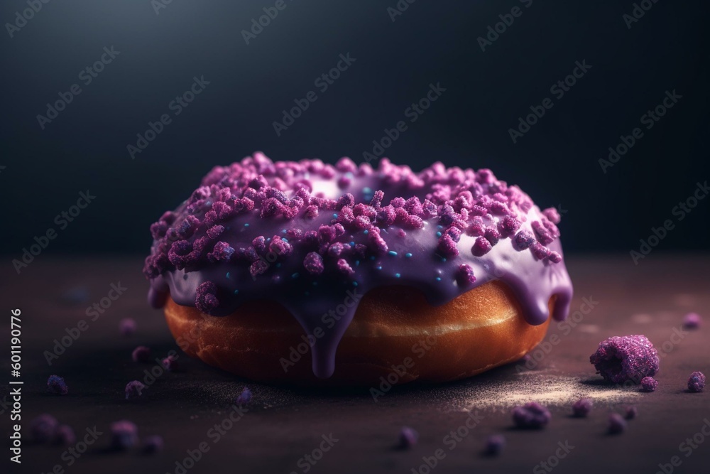 The donut was glazed in a delicious purple hue. Generative AI