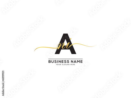 Alphabet ANI Logo Design, Minimalist Ani nai Signature Letter Logo Icon For Shop