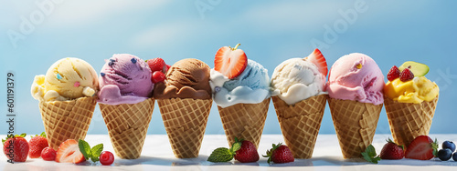 Reminisce the simple joys of summertime with a captivating banner, highlighting the allure of a refreshing ice cream against a vibrant summer setting.