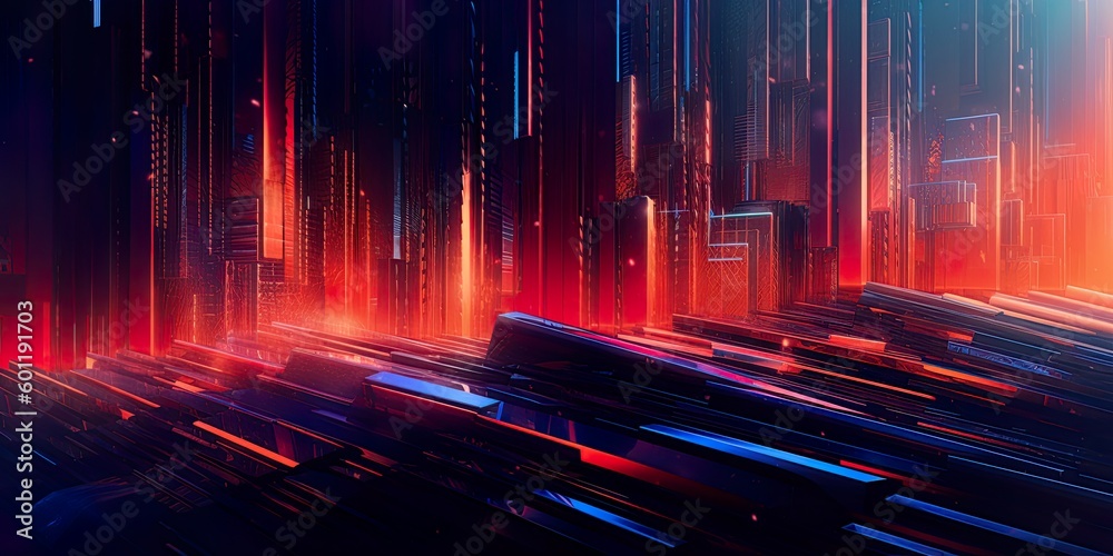 Abstract cyberpunk background with neon details. AI Generative Art. Abstract cyberpunk background with neon details. AI Generative Art.