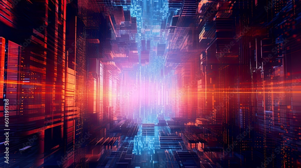 Abstract cyberpunk background with neon details. AI Generative Art. Abstract cyberpunk background with neon details. AI Generative Art.