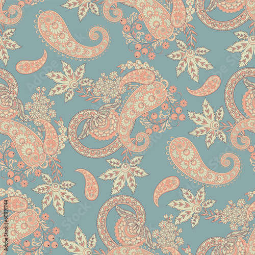 Paisley Vector Pattern. Seamless Floral Textile Background