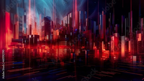 Abstract cyberpunk background with neon details. AI Generative Art. © W&S Stock