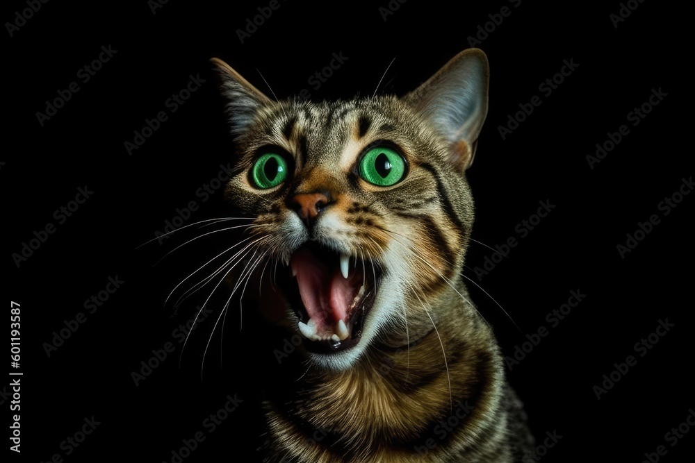 close up of a cat with an open mouth Generative AI close up of a cat with an open mouth Generative AI
