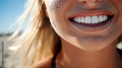 young adult woman on the be...