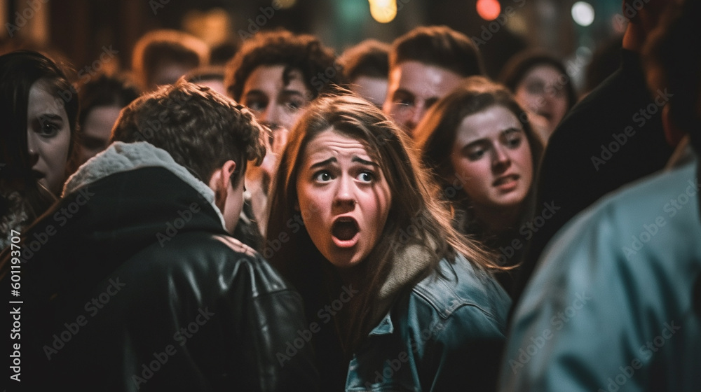 shocked teenagers, fictional event. Generative AI shocked teenagers, fictional event. Generative AI