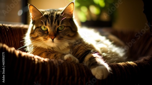 Curled up with Fluffy Tail: Adorable Manx Cat