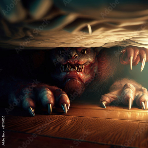 Monster under the bed. Bad dreams concept.