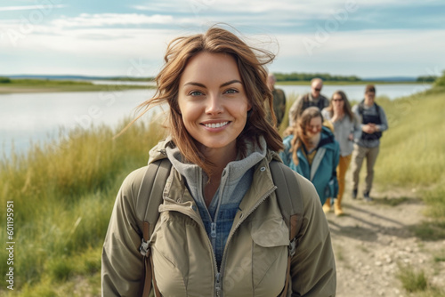 young adult woman traveling...
