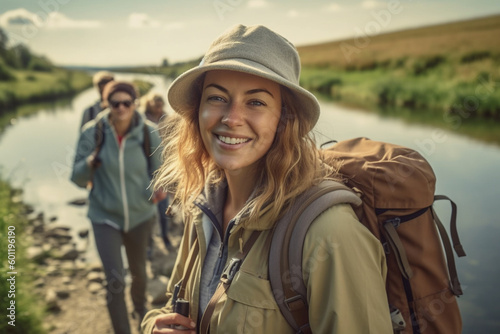 young adult woman traveling...