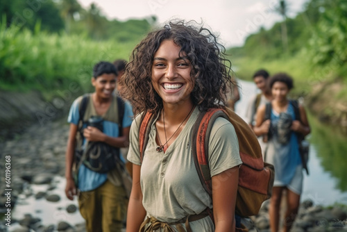 young adult woman traveling...