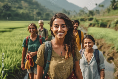 young adult woman traveling...