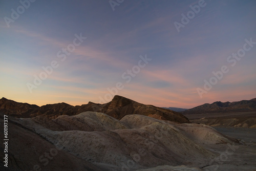 Zabriskie Point at sunset in Death Valley National Park  California