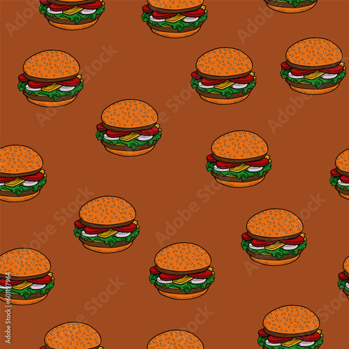 seamless pattern with restaurant food fast food burgers