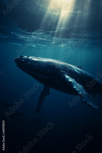 Beautiful whale under the ocean 