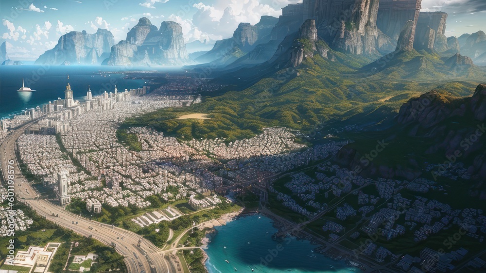Biblical city with characteristics of the Bible. Generative AI
