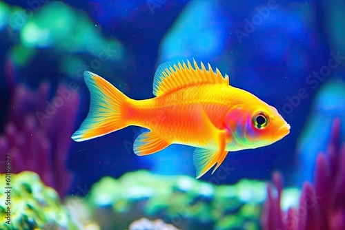 colorful tropical fish swimming in a coral reef Generative AI