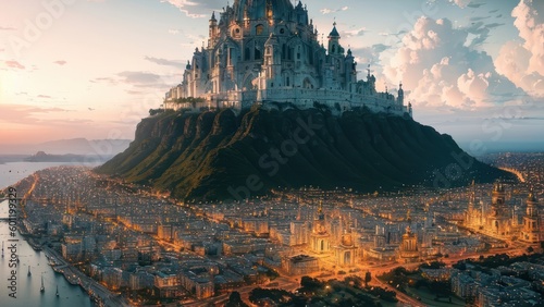 Biblical city with characteristics of the Bible. Generative AI photo