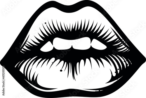 sensual female mouth illustration in black over white