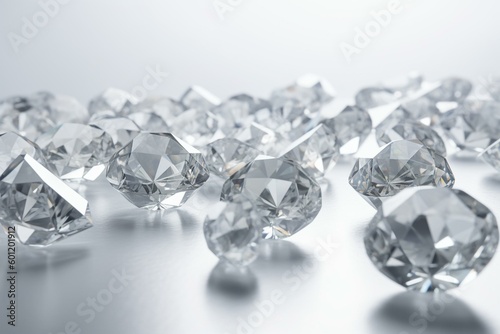 Large group of diamonds on a white background. Generative AI