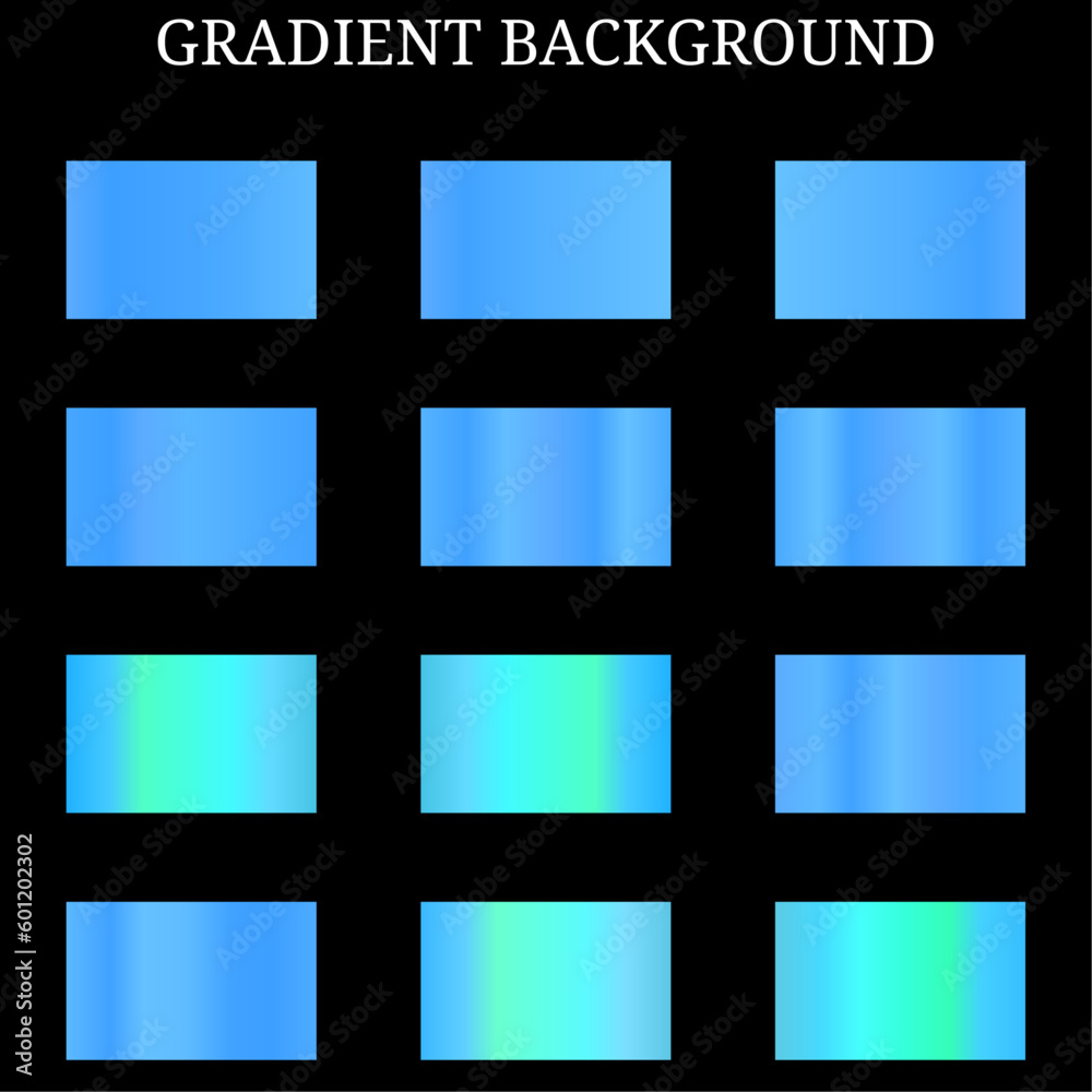 Gradient blue color palette set