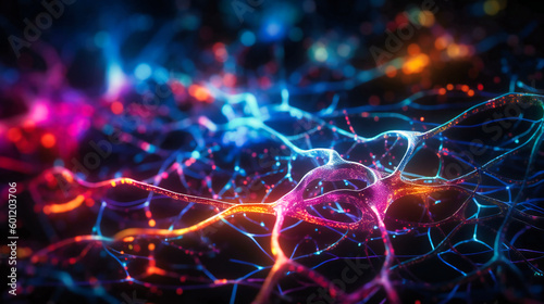 Neural neuron network with colored lights