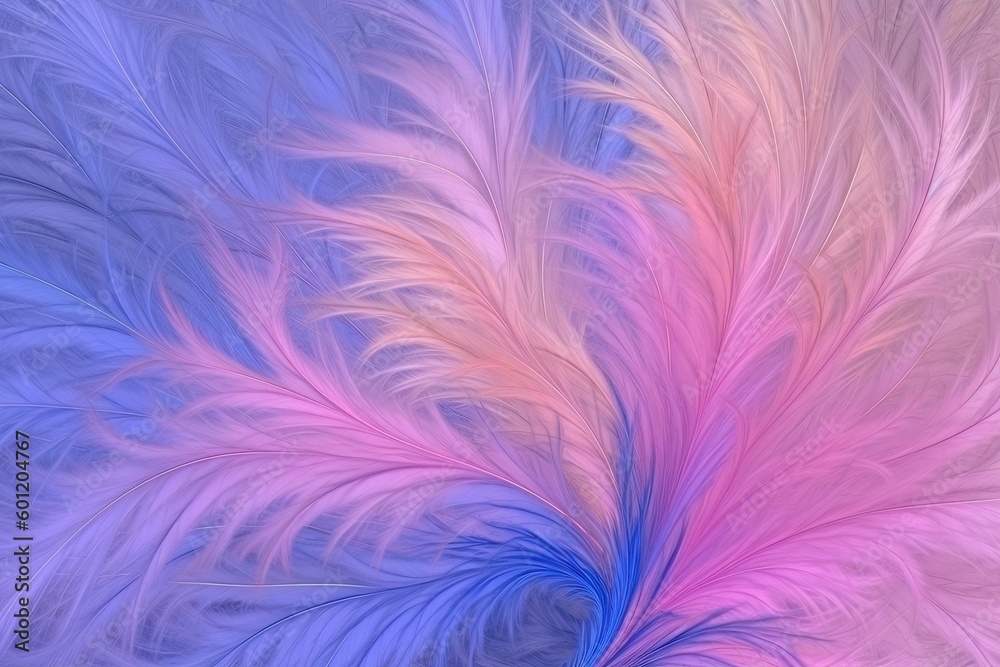 close up view of a colorful feather with shades of pink and blue Generative AI close up view of a colorful feather with shades of pink and blue Generative AI