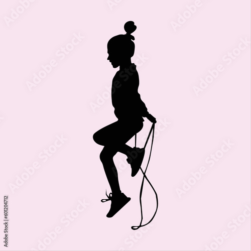 girl jumping rope black silhouette
