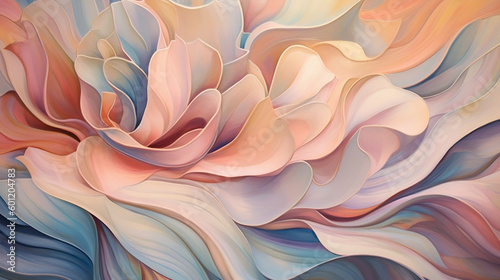 Fototapeta Naklejka Na Ścianę i Meble -  Abstract Flower Petals Background - Soft, Flowing Pastel Colors Wallpaper - Generative AI