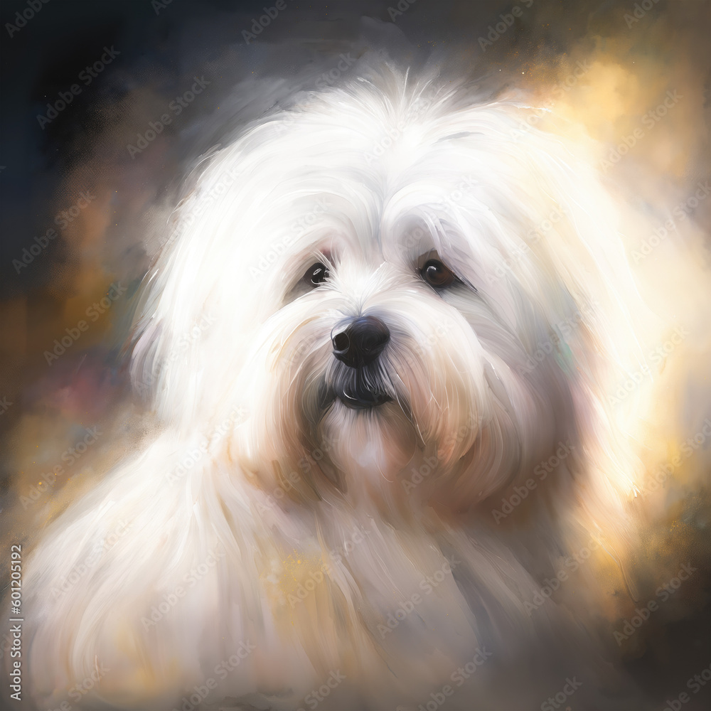 Watercolor illustration of a Coton de Tulear dog with transparent background. Generative AI Watercolor illustration of a Coton de Tulear dog with transparent background. Generative AI