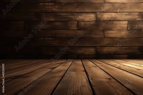 rustic interior with wooden flooring and brick wall Generative AI