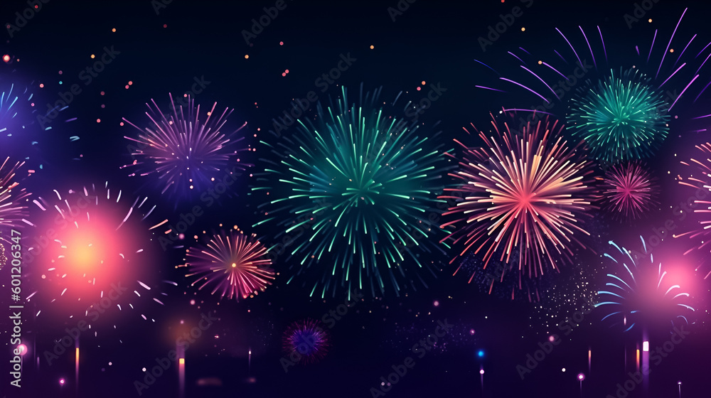 Fireworks in the sky. Illustration, generative ai. Fireworks in the sky. Illustration, generative ai.