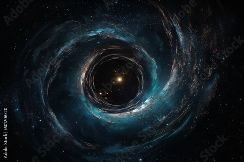 Fotografia a circular black hole in space Generative Ai