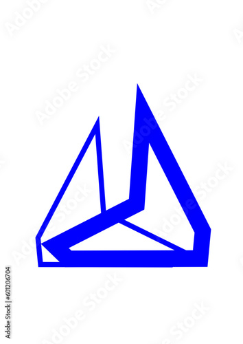 eometrische figur aus blauen linien zusammenhängende dreiecke und vielecke bildend, modern art