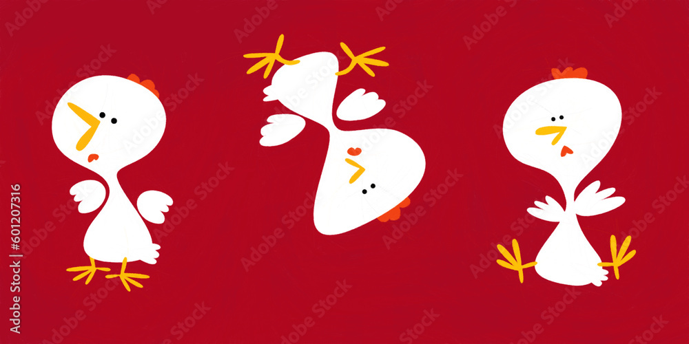 Fototapeta premium cartoon scene with happy funny chicken rooster illustration for children