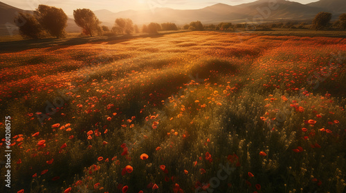 Poppy flower field in the sunset © Tommy