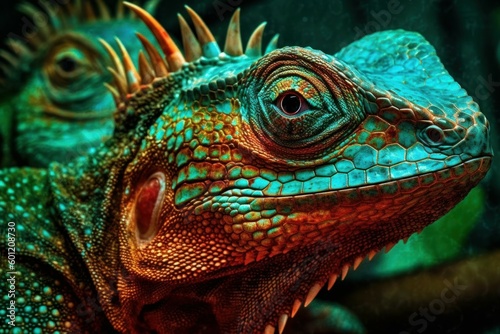 Reptile close-up on a blurred background of nature. AI generated  human enhanced