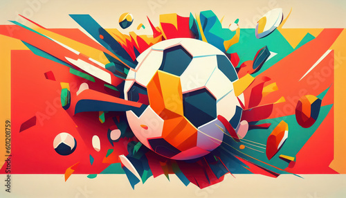 Soccer ball in the style of bright geometric abstractions by Generative AI