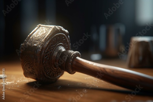 3D rendering of hammer for justice. Generative AI
