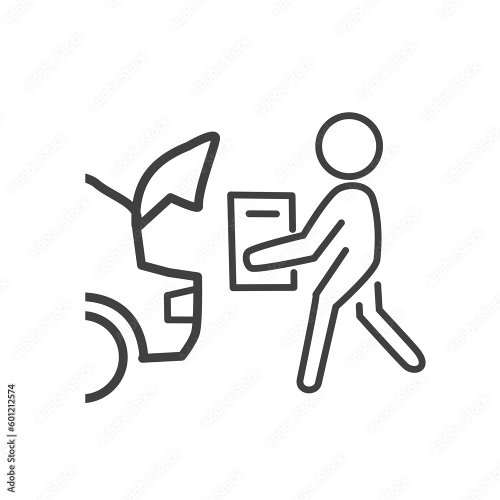 curbside pickup icon, contactless delivery food, parking shopping service, thin line simple web symbol on white background. curbside pickup icon, contactless delivery food, parking shopping service, thin line simple web symbol on white background.