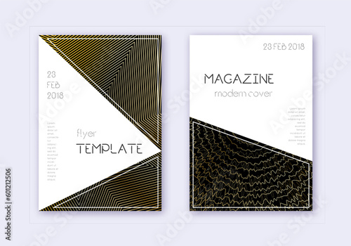 Triangle cover design template set. Gold abstract
