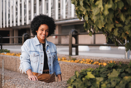 dominican afro woman smiling to the camera