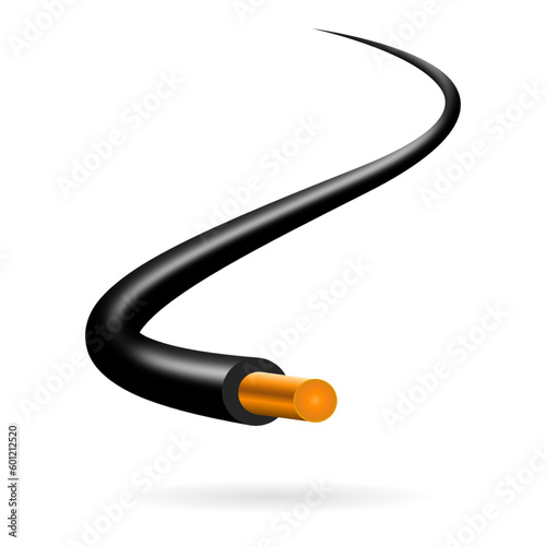Electrical wire on white background. Copper wire is the electric conductor of urban society. Vector realistic illustration.