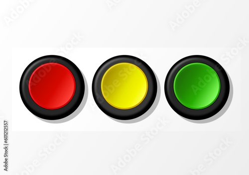 vectors start and stop button, red button, yellow button, green button.