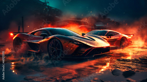 Fast sport cars on the edge of fire wallpapers